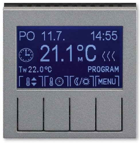 Терморегулятор электронный с датчиком без рамки ABB EPJ Levit 0С +45С сталь/дымчатый чёрный картинка